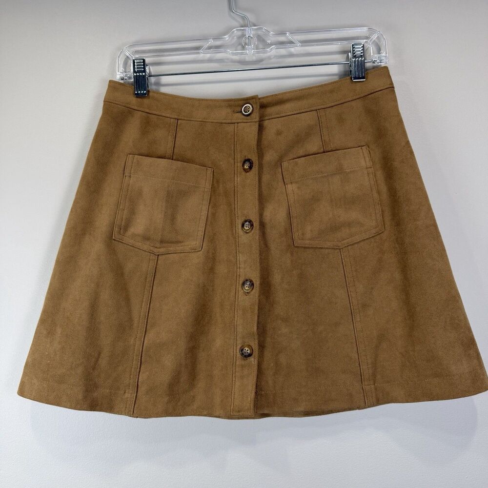 Abercrombie & Fitch Size S Faux Suede Button Front Mini Skirt Cowgirl Western